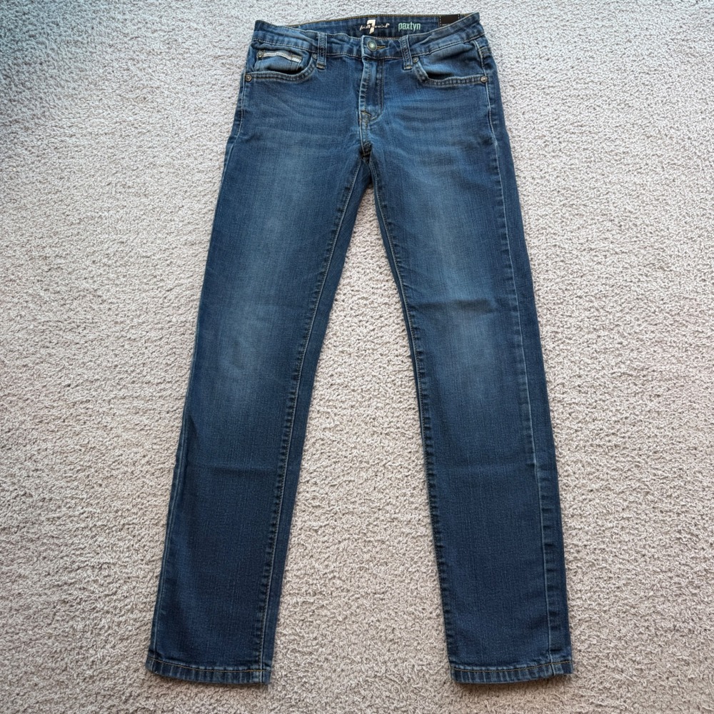 7 For All Mankind Paxtyn Skinny Jeans Blue Medium Wash Stretch Denim 26x26